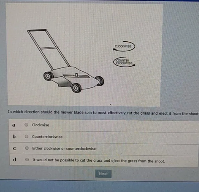 mower blade orientation arrow