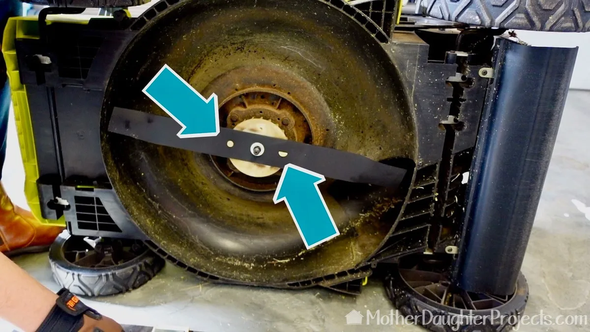 ryobi mower blade setup